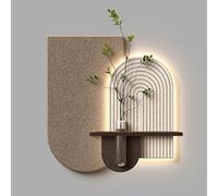 SYLUOQP Peintures murales suspendues Décor en grès Peinture d'art Mural, Peinture décorative de Paysage de Hall d'entrée créative de 20 Pouces, Peinture Murale à Suspendre avec lumière LED(Brown)