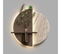 SYLUOQP Peintures murales suspendues Décor en grès Peinture d'art Mural, Peinture décorative de Paysage de Hall d'entrée créative de 20 Pouces, Peinture Murale à Suspendre avec lumière LED(White)