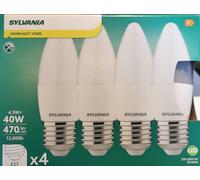 Sylvania Lot de 4 bougies LED Opale 4,5 W = 40 W ES E27 avec culot à vis