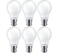 SYLVANIA Lot de 6 ampoules LED givrées B22, à baïonnette BC, 4,5 W, 470 lumens, équivalent à 40 W, blanc chaud 2700 K, intensité non variable, A60 GLS, économie d'énergie