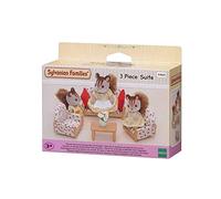 Sylvanian Families - Le canapé, 2 fauteuils et table basse - Set 5 accessoires - Mobilier maisons de poupées - Famille Sylvanian - Jouet enfant 3 ans et + - 4464