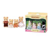SYLVANIAN FAMILIES - 5059 - Famille Ours - Mini Poupée & 5181 - Famille Chat Bicolore - Mini Poupée