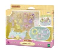 Sylvanian Families – Figurines miniatures – 5707 Les triplés Lapin Crème et accessoires de bain