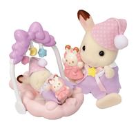 Sylvanian Families – Ensemble Le coucher des sœurs Lapin Chocolat (5806) – 2 figurines