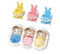 Sylvanian Families – Coffret Les Triplés Lapin Chocolat – 3 figurines +15 accessoires – 3 ans et +