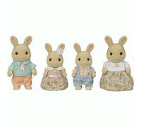 Sylvanian Families – Set 4 figurines La famille Lapin Crème – articulées et habillées