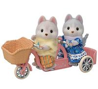 Sylvanian Families - Le Village - Les frères et sœurs Husky et leur tandem - 5637 - Figurines Prêt à Jouer - Mini Poupées
