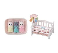 SYLVANIAN FAMILIES - Le Village - Les Triplés Chat Persan - 5458 - Jumeaux et Bébés - Mini Poupées & Le lit de bébé et Mobile - 5534 - Meubles et Accessoires Poupée - Mini Poupées
