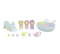 Sylvanian Families – Figurines miniatures – 5707 Les triplés Lapin Crème et accessoires de bain