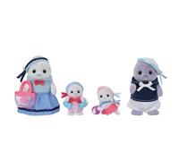 Sylvanian Families Figurines, La Famille Phoque, 4 pers. articulés + accessoires plage, Multicolore