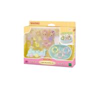 Sylvanian Families – Figurines miniatures – 5707 Les triplés Lapin Crème et accessoires de bain