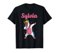 Sylvia Cadeau d'anniversaire personnalisé avec prénom de la Reine des licornes T-Shirt