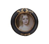 SYLVIA'S SHOP 3x3 Small Vintage Round Picture Frame, Mini Cadre Photo Cercle Orné Antique, pour Tabletop and Wall Display, Retro Home Decor, Old Fashioned Photo Gallery Art, Noir et Or