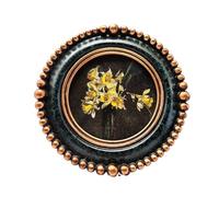 SYLVIA'S SHOP Petit cadre photo rond vintage 7,6 x 7,6 cm, mini cadre photo antique vert noirâtre orné, pour table et affichage mural, décoration d'intérieur rétro, galerie de photos à l'ancienne