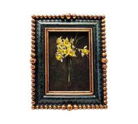 SYLVIA'S SHOP Petit cadre photo vintage 6,3 x 8,9 cm, mini cadre photo antique vert noirâtre orné, pour table et affichage mural, décoration d'intérieur rétro, galerie de photos à l'ancienne