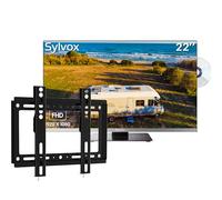 SYLVOX 12V TV 22" avec Lecteur DVD intégré & Support TV Réglable, Téléviseur HD 1080P, Télé Idéale Caravane, Camping-Car, Bateau,Triple Tuner DVB-C/T2/S2, HDMI, USB - Garantie 2 Ans