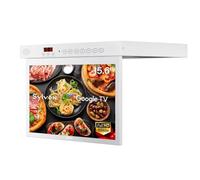 SYLVOX 15,6 Pouces Smart TV de Cuisine Rabattable sous Meuble Google Téléviseur avec Wi-FI, HBBTV, Partage d'Écran, Télécommande avec Commande Vocale, Triple Tuner DVB-C/S2/T2 - Blanc