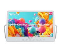 SYLVOX 15,6 Pouces Téléviseur Portable, Smart Google TV IP66 Étanche | Mini TV 1080P FHD Girevole 360°avec Poignée | DVB-C/T/T2/S2 | USB/HDMI -10000mAh (4-6 Heures) pour Camping, Chambre, Cuisine