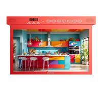 SYLVOX 15.6” Smart Android TV de Cuisine Télévision 1080P|Partage d'écran|HBBTV|Partage d'écran|Fonction minuterie|WiFi Bluetooth|Touches tactiles |Rotation 360°|Rabat vers Le Bas 90°|Rouge