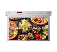 SYLVOX 15.6” TV de Cuisine Rabattable 90°, Smart Google Mini TV 1080P, 12V Télévision Rotation 360° | DVB-C/S2/T2 | Wi-FI | Bluetooth | Partage d'écran pour Cuisine, Camper, Chambre - Argent
