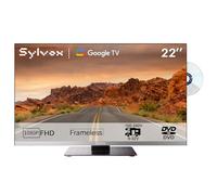 SYLVOX 22" Smart Google 12V TV pour Camping-Car | 1080P, Lecteur DVD Intégré, Adaptateur 12V, Large Tension 100-240V, Triple Tuner DVB-S2/T2, HDMI/USB, Idéal pour Caravanes/Motorhomes/Camions