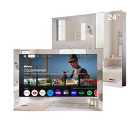 SYLVOX 24" Google TV Miroir pour Salle de Bain 1080P Étanche IP65 Encastré