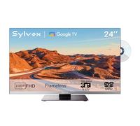 SYLVOX 24" Smart Google 12V TV pour Camping-Car | 1080P, Lecteur DVD Intégré, Adaptateur 12V, Large Tension 100-240V, Triple Tuner DVB-S2/T2, HDMI/USB, Idéal pour Caravanes/Motorhomes/Camions