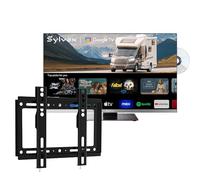 SYLVOX 24“ Smart Google TV pour Camping & Support TV Réglable| Lecteur DVD| DC 12V 1080P| Triple Tuner Intégré DVB-T2/S2 Lunette Extrêmement étroite Téléviseur pour Camping, Salon,Caravane