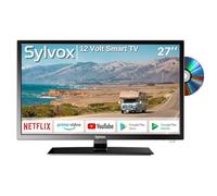 SYLVOX 27 Pouces 12V TV pour Camping Car, Camion, Smart Android 11-1080P HD, Lecteur DVD Intégré, Google Assistant, Wi-FI, Haut-Parleur HiFi, Bluetooth, Triple-Tuner, HDMI