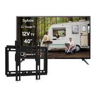 SYLVOX 40" Smart Google 12V TV pour Camping & Support TV Réglable - 1080P FHD, DVB-C/T2/S2, Bluetooth, HiFi, HDMI, USB, Large Tension 100-240V, Idéal pour Camping-Car, Camion