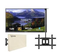 SYLVOX 43" TV Extérieur avec Housse et Support Plafond à écran - QLED 4K UHD 1000Nits, Smart Google Outdoor TV Étanche IP55, Google Assistant, pour Pool/Jardins/Terrasse (Deck Pro 2.0 QLED)