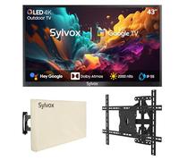 SYLVOX 43" TV Extérieur avec Housse & Support Mural pour Téléviseur- QLED 4K UHD 2000Nits, Smart Google Outdoor TV Étanche IP55, Google Assistant - pour Pool/Jardins/Terrasse (Pool Pro 2.0 QLED)