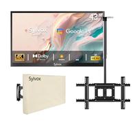SYLVOX 43" TV Extérieur avec Housse & Support Plafond à écran de 32 à 65 Pouce, 4K UHD 2000Nits for Outside, Smart Google Outdoor TV Étanche IP55, Dolby Atmos, Wi-FI et Assistant(Pool Pro 2.0)