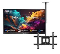 SYLVOX 43" TV Extérieur avec Housse & Support Plafond à écran - QLED 4K UHD 2000Nits, Smart Google Outdoor TV Étanche IP55, Google Assistant - pour Pool/Jardins/Terrasse (Pool Pro 2.0 QLED)