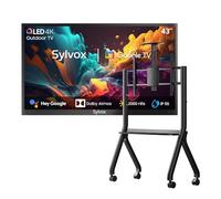 SYLVOX 43" TV Extérieur avec Housse & Support Téléviseur à roulettes - QLED 4K UHD 2000Nits, Smart Google Outdoor TV Étanche IP55, Google Assistant - pour Pool/Jardins/Terrasse (Pool Pro 2.0 QLED)