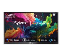 SYLVOX 55 Pouces TV Extérieur, 4K UHD QLED 2000 Nits HDR10, Smart Google Television Étanche IP55, DVB-T2/S2/C, Google Assistant, Outdoor Téléviseur pour Pool, Jardins, Terrasse (Pool Pro 2.0 QLED)
