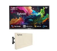 SYLVOX 55" TV Extérieur avec Housse - 4K UHD QLED 2000Nits, Smart Google Outdoor TV Étanche IP55, DVB-T2/S2/C, Google Assistant - pour Pool, Jardins, Terrasse (Pool Pro 2.0 QLED)