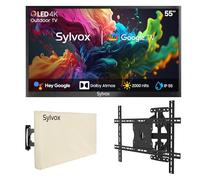 SYLVOX 55" TV Extérieur avec Housse & Support Mural pour Téléviseur- QLED 4K UHD 2000Nits, Smart Google Outdoor TV Étanche IP55, Google Assistant - pour Pool/Jardins/Terrasse (Pool Pro 2.0 QLED)