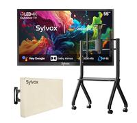 SYLVOX 55" TV Extérieur avec Housse & Support Téléviseur à roulettes - QLED 4K UHD 2000Nits, Smart Google Outdoor TV Étanche IP55, Google Assistant - pour Pool/Jardins/Terrasse (Pool Pro 2.0 QLED)