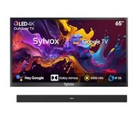 SYLVOX 65" TV Extérieur & Barre de Son Étanche - QLED 4K UHD 2000Nits, Smart Google Outdoor TV Étanche IP55, DVB-T2/S2/C, Google Assistant - pour Pool/Jardins/Terrasse (Pool Pro 2.0 QLED)