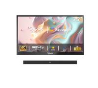 SYLVOX 75 Pouces TV Extérieur et Barre de Son Étanche Extérieur - 4K UHD Luminosité 1000Nits, Smart Google Outdoor TV Étanche IP55, Dolby Audio, Wi-FI, Google Assistant (Deck Pro 2.0)