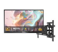 SYLVOX 75 Pouces TV Extérieur et Support Mural pour Téléviseur - 4K UHD Luminosité 1000Nits, Smart Google Outdoor TV Étanche IP55, Dolby Audio, Wi-FI, Google Assistant (Deck Pro 2.0)