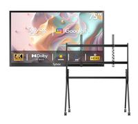 SYLVOX 75 Pouces TV Extérieur & Support Téléviseur à roulettes - 4K UHD Luminosité 1000Nits, Smart Google Outdoor TV Étanche IP55, Dolby Audio, Wi-FI, Google Assistant (Deck Pro 2.0)