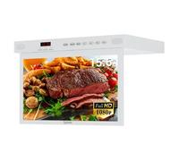 SYLVOX Mini Smart TV 15,6”(40cm)-90°Pliable-Rotation 360°-Google TV-1080P-Partage d'Écran-Cuisine sous L'armoire montée-HDMI-Blanc
