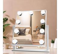 sylvwin Hollywood Miroir de Maquillage avec 9 Lumières LED,Rotation à 360 °,3 Températures de Couleur Réglables (3000k/4000k/6000k) Miroir de Table,Contrôle Tactile,Dimmable,Type - C Plug - in Miroir
