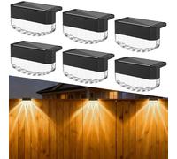 sylvwin Lampes solaires pour usage extérieur, lot de 6 lampes solaires LED, lampes solaires pour murs extérieurs, appliques murales solaires pour escaliers, marches, clôtures, terrasse (blanc chaud)