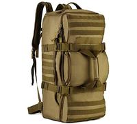 SYMALL 60L Homme Sac à Dos de Randonnée Grande Capacité Multifonctionnel Cartable Tactique Militaire Sac de Voyage Trekking Backpack Camping Molle Extérieur Sac à Main Sports Duffel, Marron