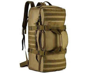 SYMALL 60L Homme Sac à Dos de Randonnée Grande Capacité Multifonctionnel Cartable Tactique Militaire Sac de Voyage Trekking Backpack Camping Molle Extérieur Sac à Main Sports Duffel, Marron