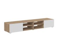Symbiosis Podium Meuble Tv, Chêne Naturel et Blanc 185x42x31 cm