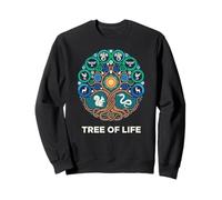 Symbole Arbre de Vie avec Cerfs, Oiseaux et Dragons Sweatshirt
